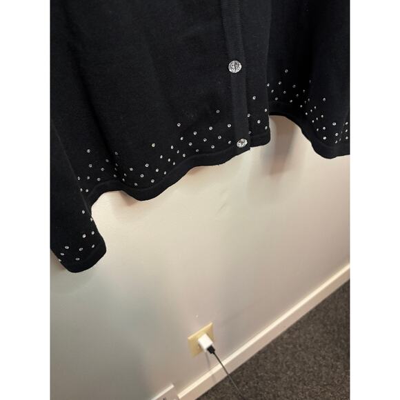 Quacker Factory Button Front Cardigan & matching Short Sleeve Shell Black 2X - Picture 9 of 11